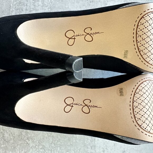 JESSICA SIMPSON Analista Platform Pump, Black Faux Suede with Silver Platform - Picture 11 of 15